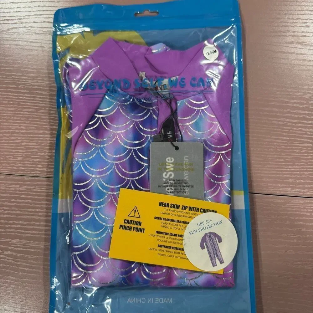 New Girls Purple Mermaid Swimsuit 12-18m